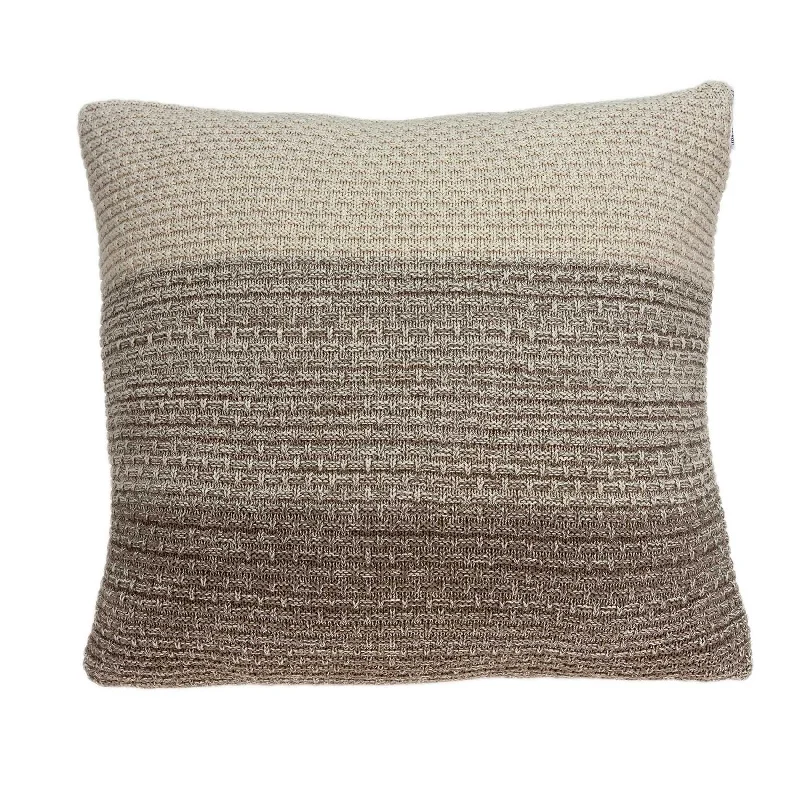 20" X 20" Beige and Brown Cotton Pillow