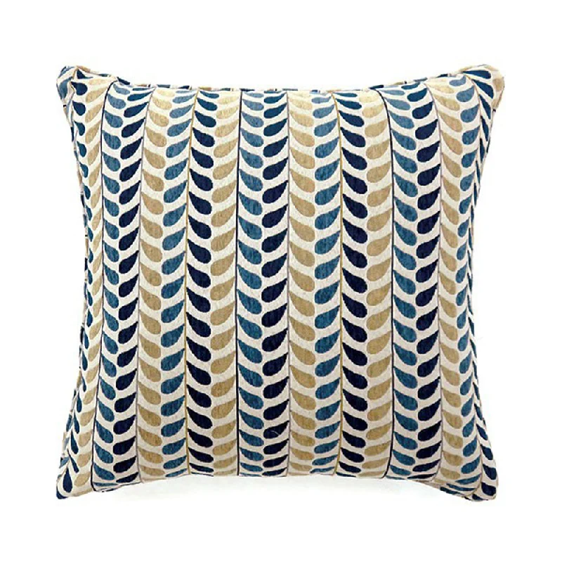 Benzara 2 Piece Polyester Pillow with Abstract Pattern, Blue and Yellow