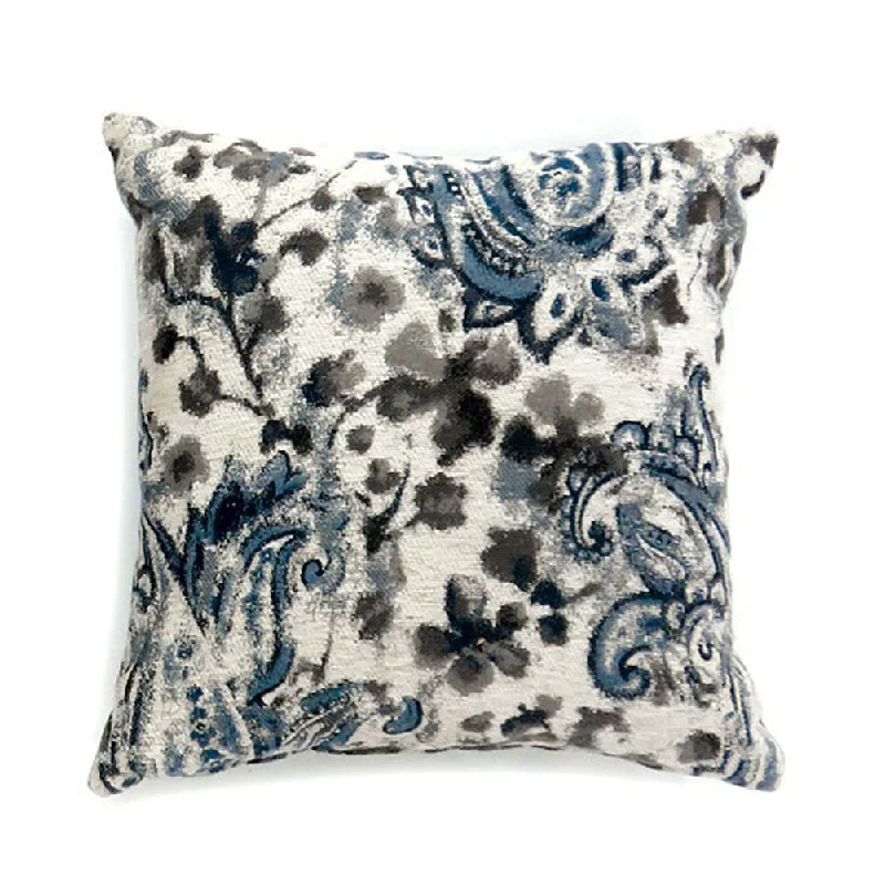 Benzara 2 Piece Polyester Pillow with Artistic Pattern, Blue and Gray