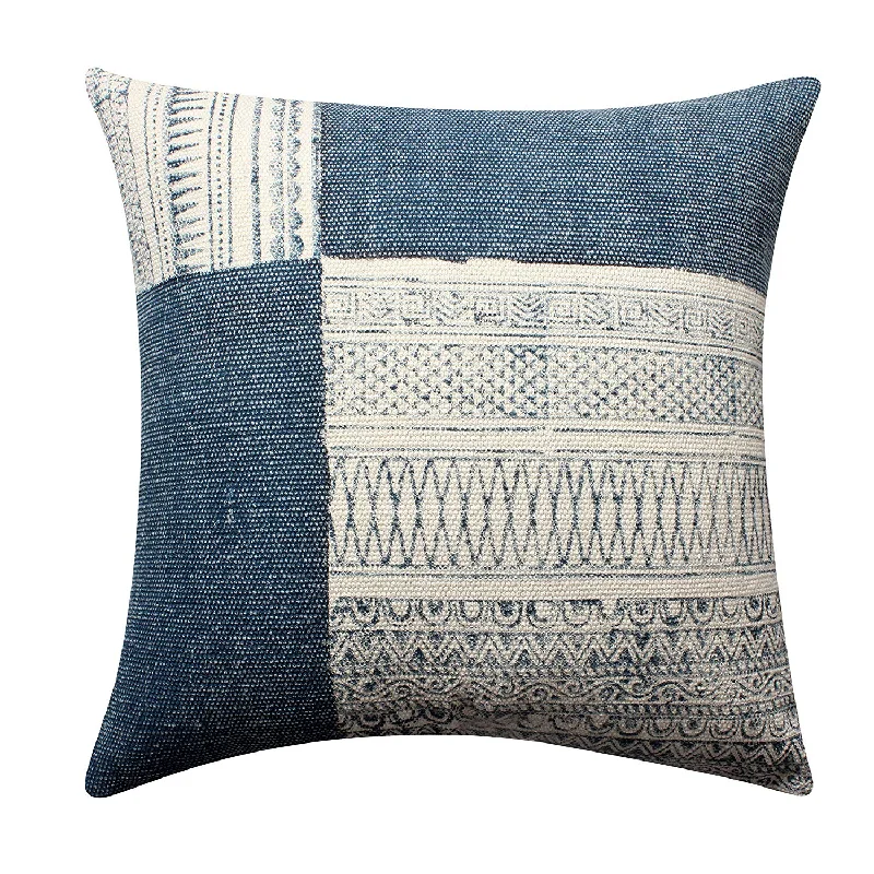 Benzara 24 x 24 Cotton Hand Woven Throw Pillow with Kilim Printed Details, Multicolor