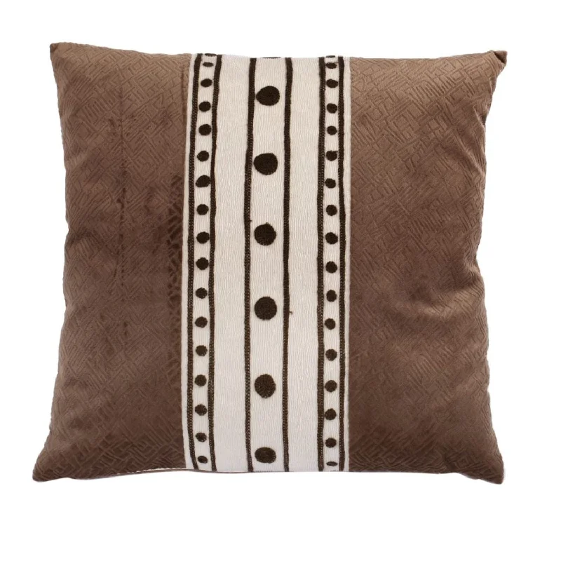 Benzara Fabric Accent Pillow with Embossed Texture Surface, Brown and White