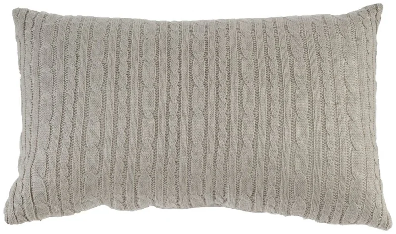 Benzara Fabric Accent Pillow with Twisted Knit Pattern Details, Gray