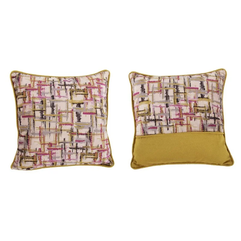 Benzara Fabric Reversable Accent Pillow in Geometric Pattern, Multicolor