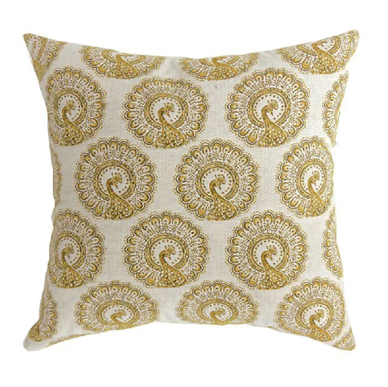 Benzara FIFI Contemporary Big Pillow with Pattern Fabric, Yellow Finish, Set of 2