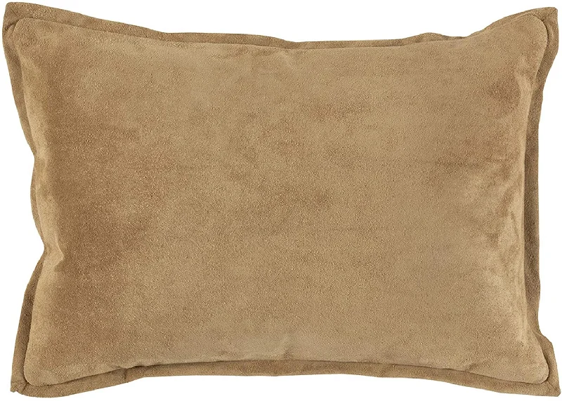 Benzara Rectangular Leatherette Throw Pillow with Flanged Edges, Brown