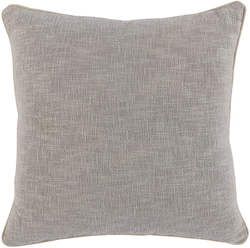 Benzara Square Fabric Throw Pillow with Textured Details, Gray