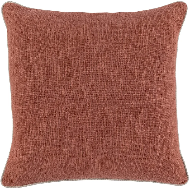 Benzara Square Fabric Throw Pillow with Textured Details, Orange