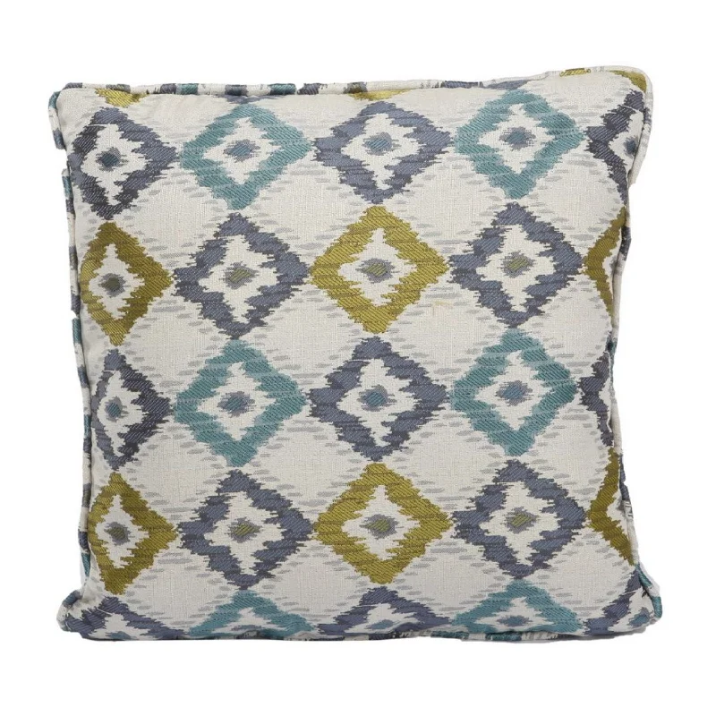 Benzara Woven Design Fabric Accent Pillow in Diamond Pattern and Welting Details, Multicolor