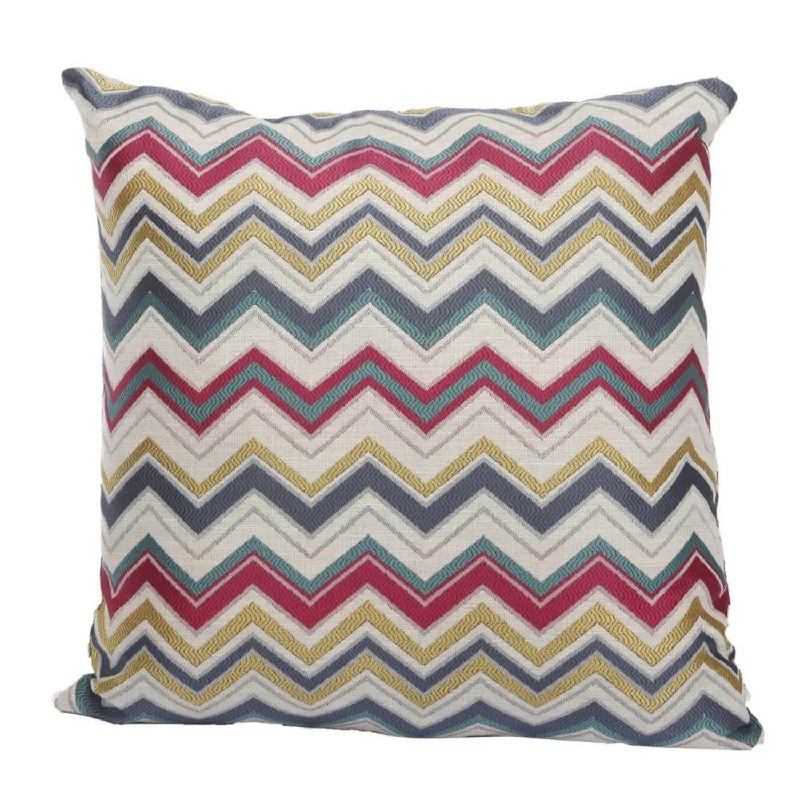 Benzara Woven Design Fabric Accent Pillow in Zigzag Pattern, Multicolor