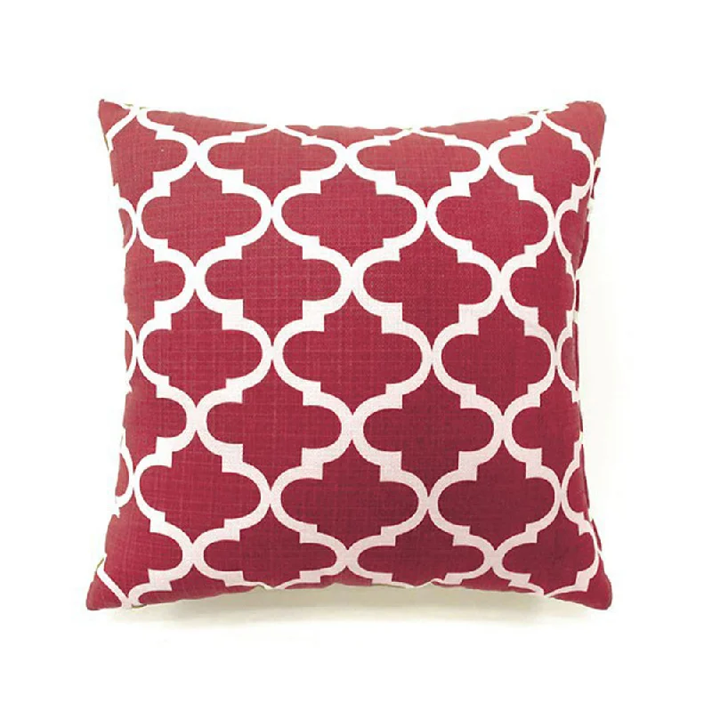 Benzara Xia Contemporary Pillow, Red Quatrefoil, Set of 2