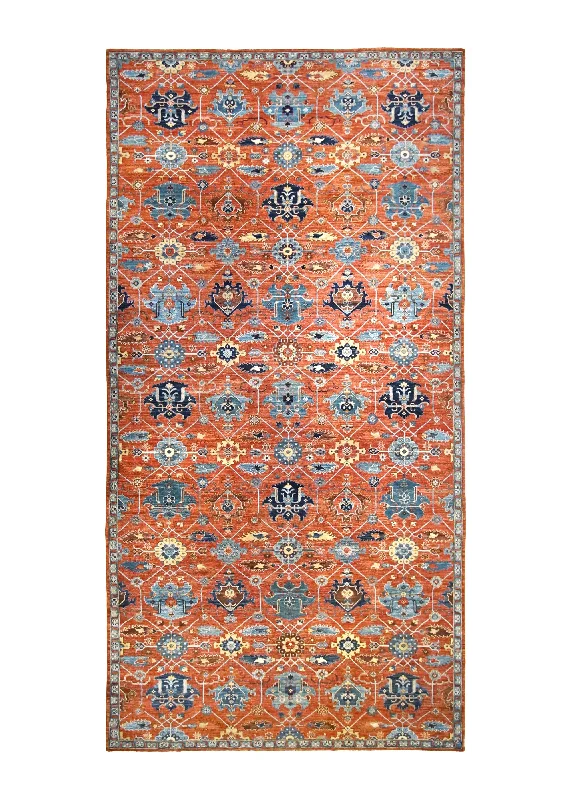 Oriental Rug Pakistani Handmade Area Transitional 8'10"x17'9" (9x18) Red Geometric Design #A35042