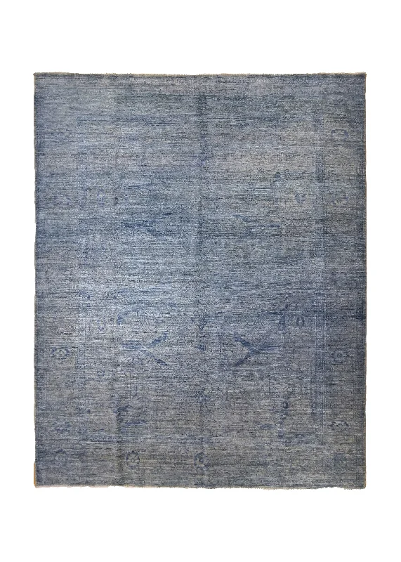 Oriental Rug Pakistani Handmade Area Transitional Neutral 8'9"x10'10" (9x11) Blue Geometric Heriz Design #A35041