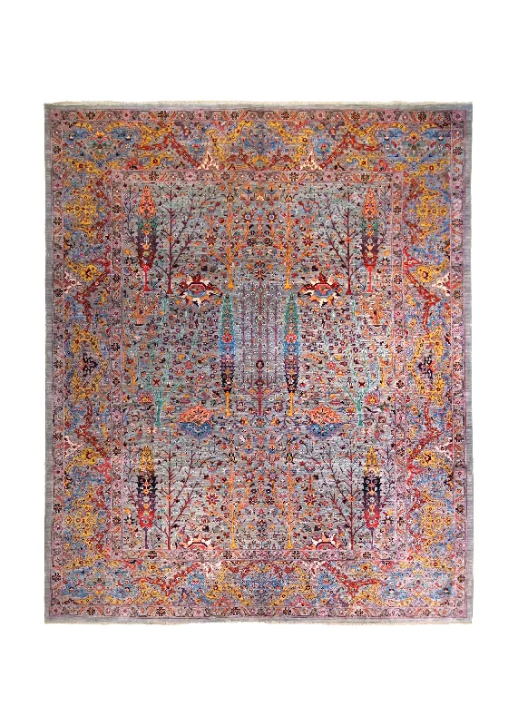 Oriental Rug Pakistani Handmade Area Transitional Tribal 8'0"x9'9" (8x10) Pink Blue Tree of Life Nooristan Bakhshayesh Design #A35033