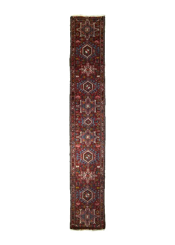 Persian Rug Gharajeh Handmade Runner Tribal 1'9"x11'3" (2x11) Red Geometric Design #A13995