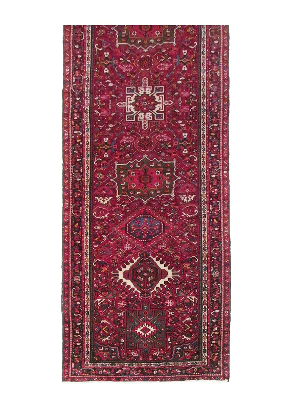 Persian Rug Gharajeh Handmade Runner Tribal 4'5"x15'0" (4x15) Red Geometric Design #A13381