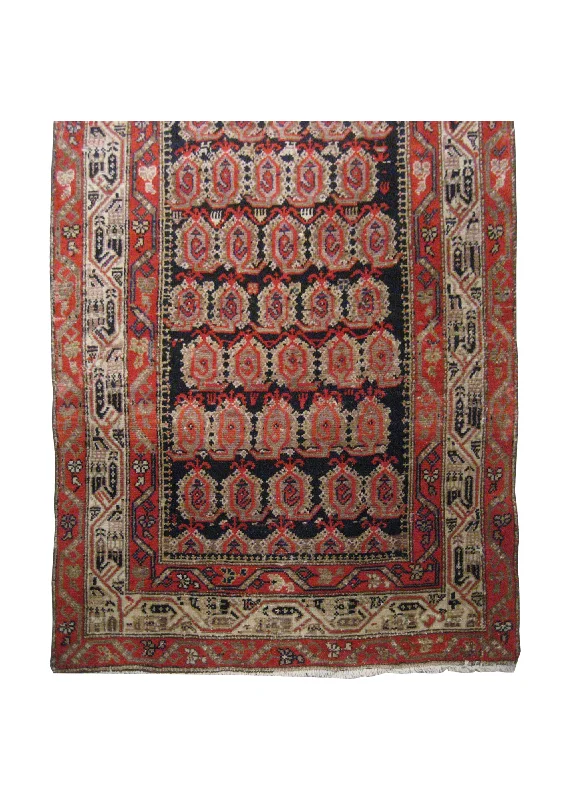 Persian Rug Malayer Handmade Runner Tribal Antique 3'4"x16'7" (3x17) Blue Red Paisley/Boteh Design #A14987