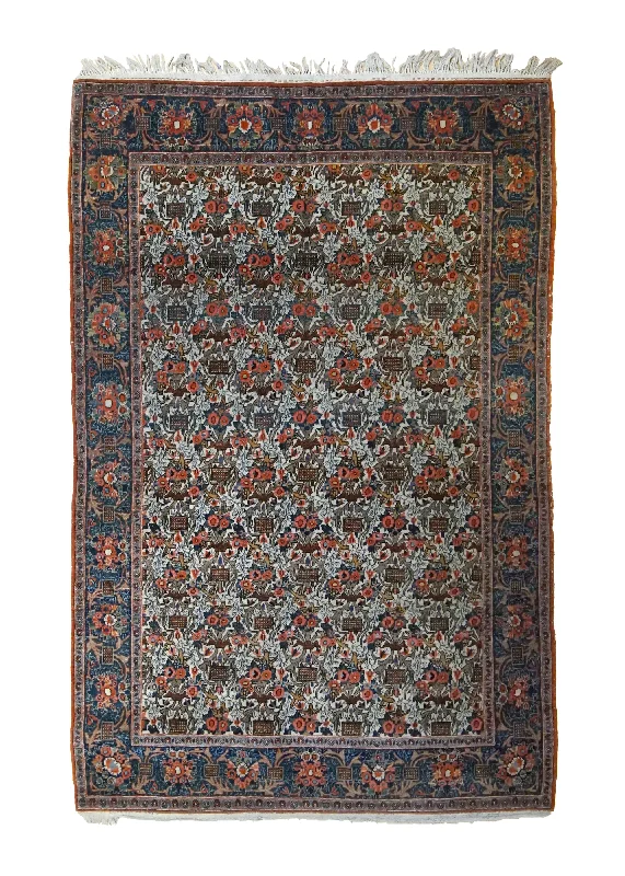 Persian Rug Najafabad Handmade Area Traditional 4'5"x6'6" (4x7) Whites/Beige Green Blue Floral Design #A35014