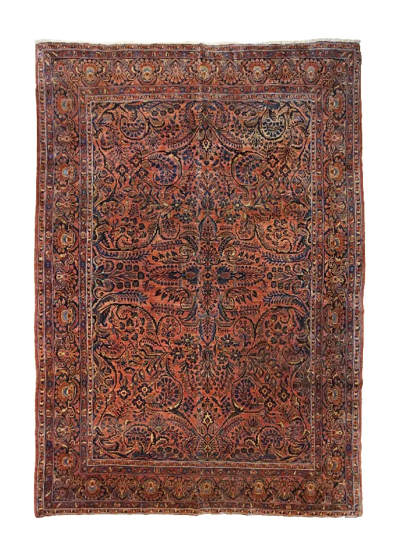 Persian Rug Sarouk Handmade Area Antique Traditional 8'5"x12'0" (8x12) Red Floral Design #A35025