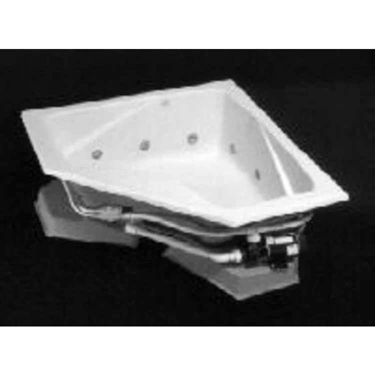 Tub 59 x 59 x 21-1/2 Inch Corner Apronless Seatless Self-Rimming Front Center Drain Outlet Biscuit AcrylX