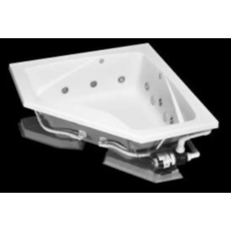 Whirlpool Tub 59 x 59 x 21-1/2 Inch White Trim Homestead Center Drain Outlet White Corner