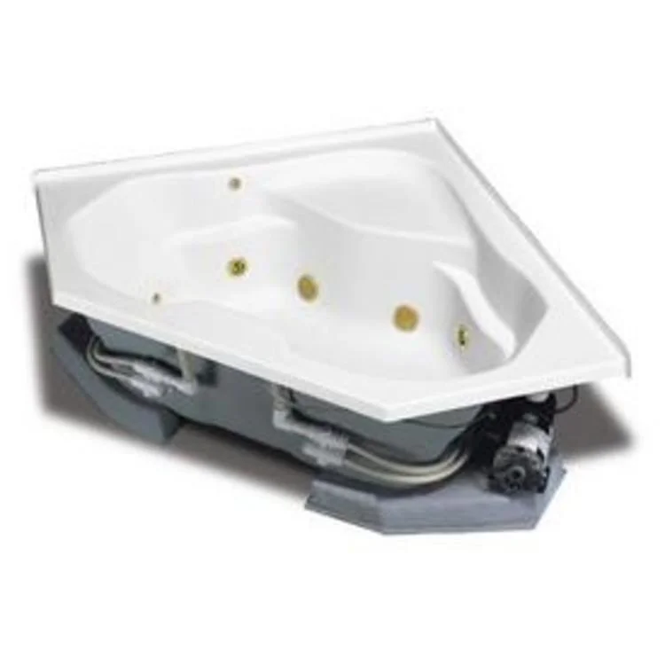 Tub 59 x 59 x 21-1/2 Inch Corner Apronless Bodyfit Self-Rimming with Flange Front Center Drain Outlet Bone AcrylX