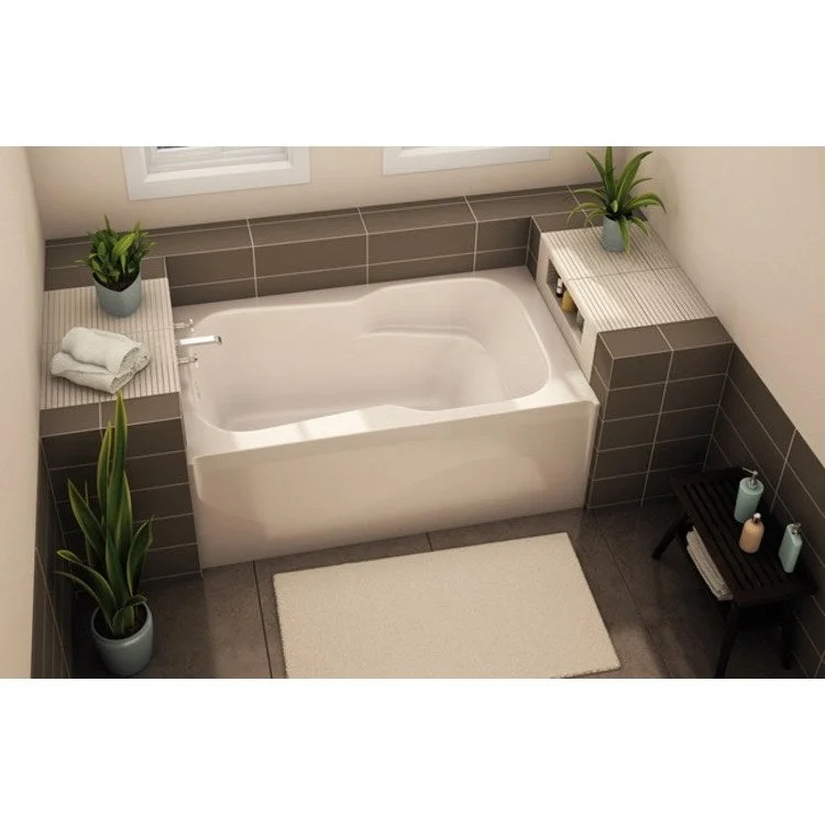 Soaking Tub 60 x 32-1/2 x 21-1/4 Inch Body-Fit Left Drain White AcrylX