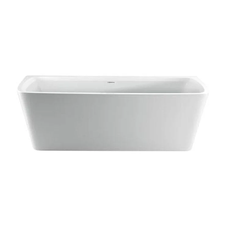 Freestanding Tub Vincent 71 Inch Rectangle Acrylic White/Brushed Nickel Drain and Overflow Covers No Faucet Holes