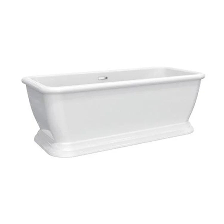 Freestanding Tub Verron 69 Inch Rectangle Acrylic White/Brushed Nickel Drain and Overflow Covers No Faucet Holes