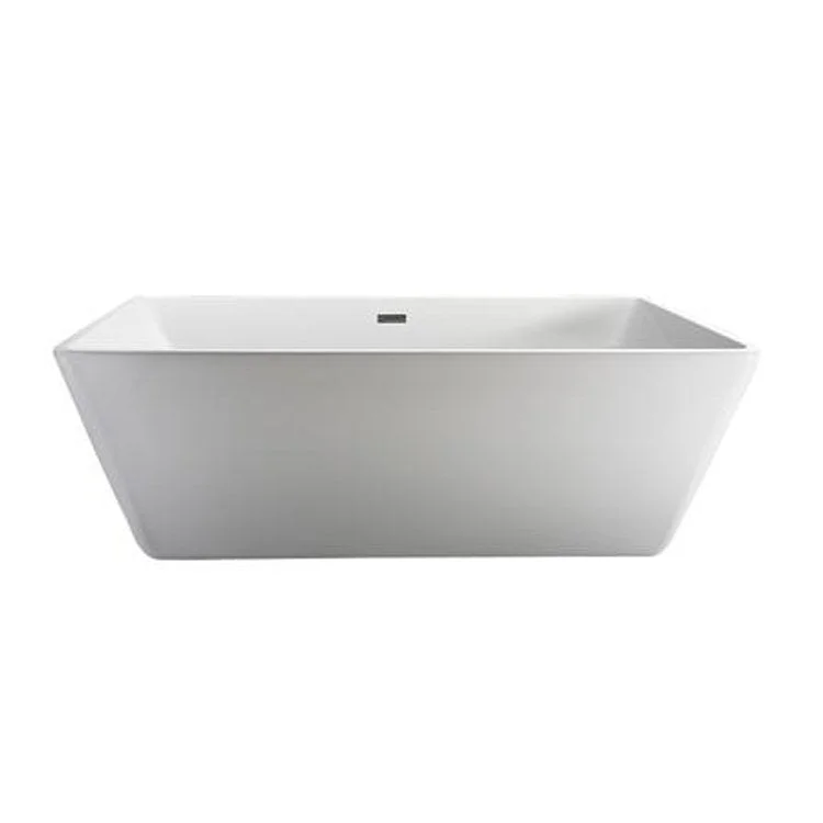 Freestanding Tub Vaughn 71 Inch Slipper Rectangle Acrylic White/Brushed Nickel Drain and Overflow Covers No Faucet Holes