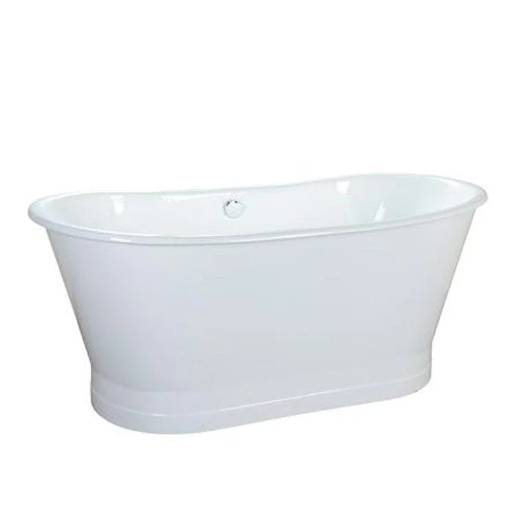 Freestanding Tub Wakely 68 Inch Wide Double Roll Top Oval Cast Iron White No Faucet Holes