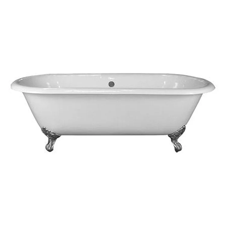 Freestanding Tub Duet 67 Inch Double Roll Top Oval Cast Iron White/Unfinished Imperial Feet No Faucet Holes