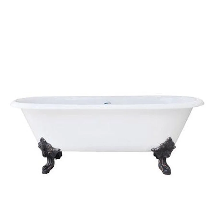 Freestanding Tub Gallagher 72 Inch Double Roll Top Oval Cast Iron White/Brushed Nickel Imperial Feet No Faucet Holes