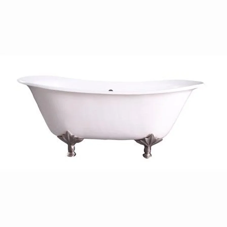 Freestanding Tub Maxmillian 67 Inch Double Slipper Oval Cast Iron White/Black Leaf Feet No Faucet Holes