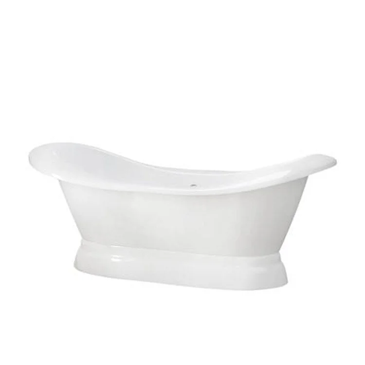 Freestanding Tub Marshall 72 Inch Double Slipper Oval Cast Iron White No Faucet Holes