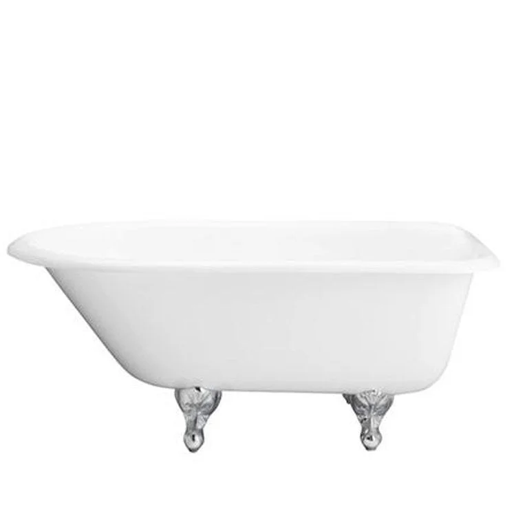 Freestanding Tub Brocton 68 Inch Roll Top Oval Cast Iron White/Black Ball and Claw Feet 3-3/8 Inch Center Faucet Holes