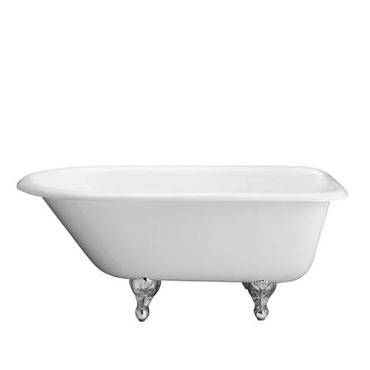 Freestanding Tub Aristo 55 Inch Roll Top Oval Cast Iron White/Brushed Nickel Ball and Claw Feet 7 Inch Center Faucet Holes