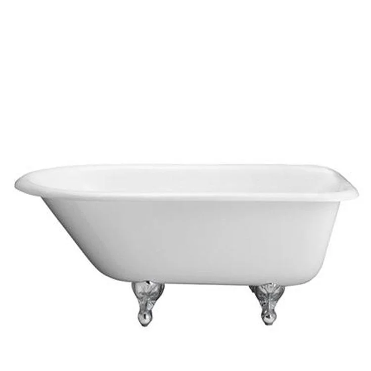 Freestanding Tub Beecher 60 Inch Roll Top Oval Cast Iron White/White Ball and Claw Feet 7 Inch Center Faucet Holes