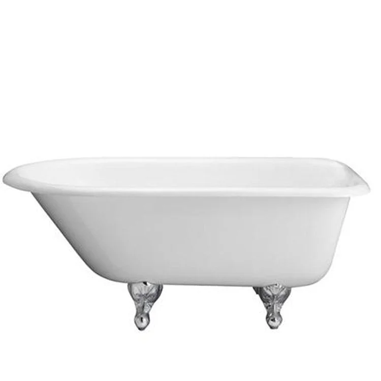 Freestanding Tub Cadmus 68 Inch Roll Top Oval Cast Iron White/Polished Brass Ball and Claw Feet 7 Inch Center Faucet Holes