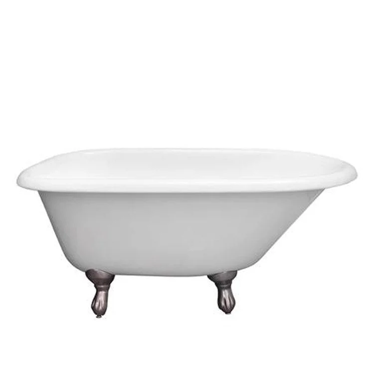 Freestanding Tub Addison 48 Inch Roll Top Oval Cast Iron White/Oil Rubbed Bronze Ball and Claw Feet 3-3/8 Inch Center Faucet Holes