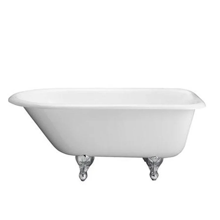 Freestanding Tub Antonio 55 Inch Roll Top Oval Cast Iron White/Polished Chrome Ball and Claw Feet 3-3/8 Inch Center Faucet Holes