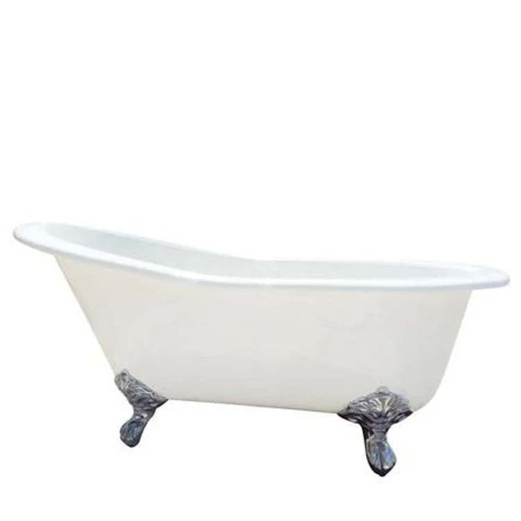 Freestanding Tub Gavin 54 Inch Slipper Oval Cast Iron White/Polished Chrome Imperial Feet 7 Inch Center Faucet Holes