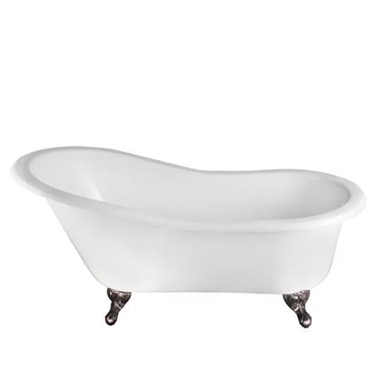 Freestanding Tub Griffin 61 Inch Slipper Oval Cast Iron White/Oil Rubbed Bronze Ball and Claw Feet 7 Inch Center Faucet Holes