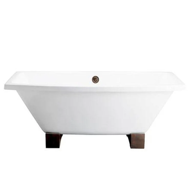 Freestanding Tub Athens 67 Inch White Rectangle Cast Iron with Block Feet 7 Inch Center Faucet Holes