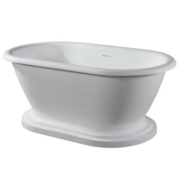 Freestanding Tub Winslow 66 Inch Gloss White Oval Resin No Faucet Holes Rolled Rim