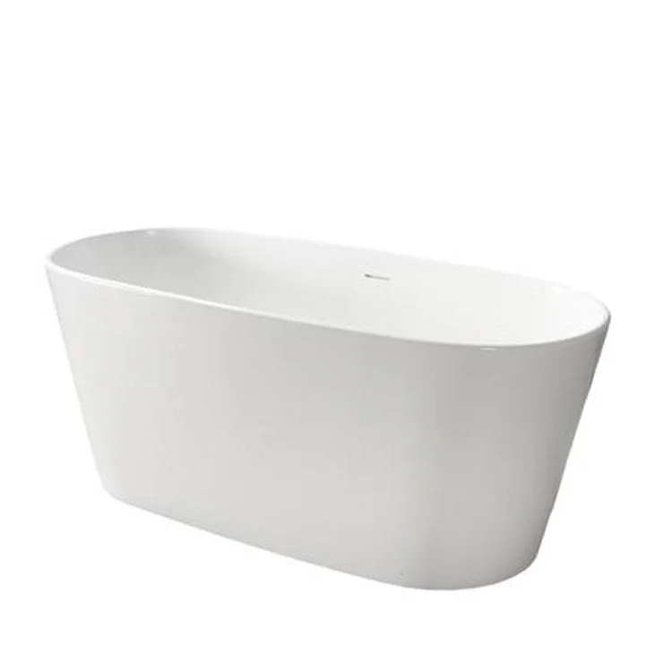 Freestanding Tub Paden 62 Inch Gloss White Oval Resin No Faucet Holes