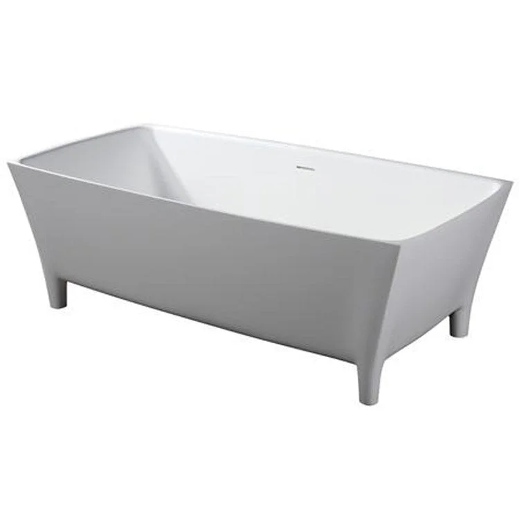 Freestanding Tub Timon 67 Inch Matte White Rectangle Resin with Feet No Faucet Holes Rolled Rim