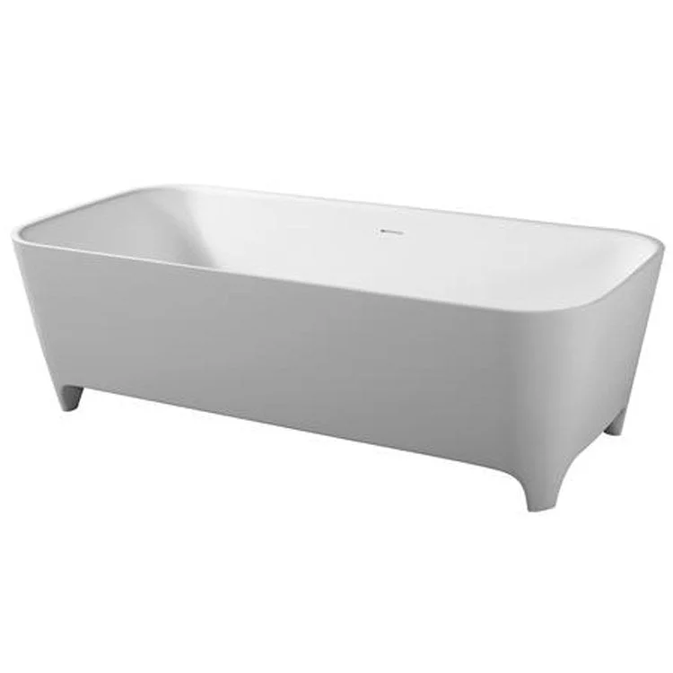 Freestanding Tub Tristan 71 Inch Matte White Rectangle Resin with Feet No Faucet Holes