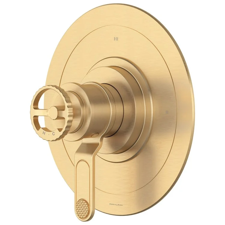 Thermostatic and Pressure Balance Valve Trim Armstrong 3 Function 1 Wheel Satin English Gold 1/2 Inch Includes Trim Mounting Hardware and Cartridge 3-3/4 Inch