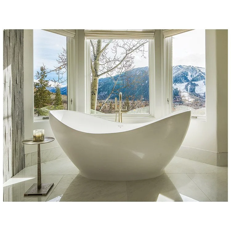 Air Tub Juliet 72 x 35 Inch Freestanding Air Bath Center White Matte Oval Sculpturestone 102 Gallons 32-1/2 Inch