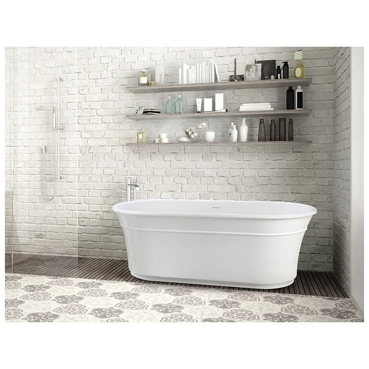 Air Tub Hudson 66 x 32 Inch Freestanding Air Bath Center White Gloss Oval Mineral Composite 85 Gallons 23 Inch